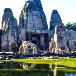 View of Masroor Temple with its stunning rock-cut architecture, intricate carvings