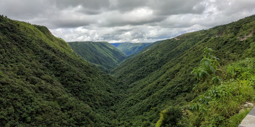 Lush green Mawkdok Dympep Valley viewed from Shillong–Cherrapunji Highway checkpoint