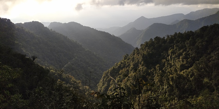 The beautiful panoramic view of the idyllic Mayudia pass located near the sanctuary