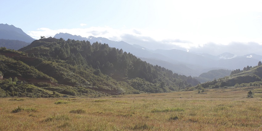Snapshot of the hills of Mechuka Valley amidst the Himalayan mountains in the background