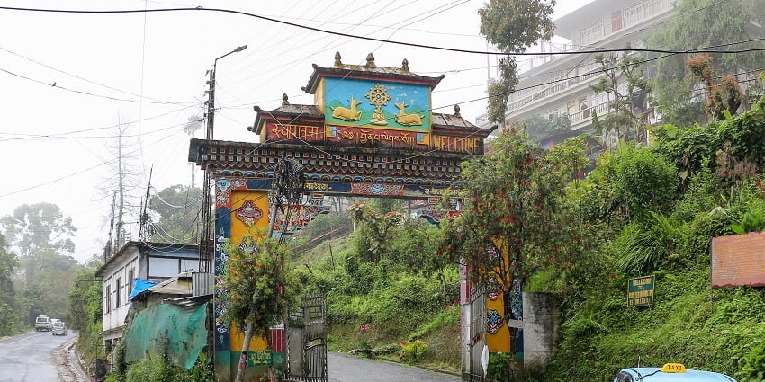 The entry gate of a monastery in Sikkim