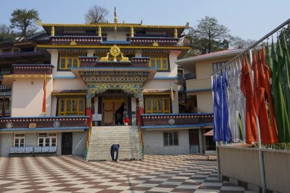 View of the mesmerising architecture and vibrant Gonjang Monastery in Gangtok, Sikkim