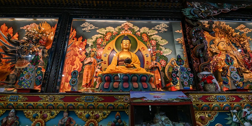 The Pelling Monastery has various mural paintings, statues and relics, depicting the traditional abode.