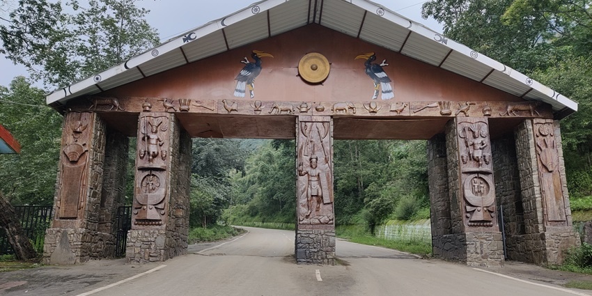 Naga Heritage Village Gateway featuring traditional Naga architectural elements.