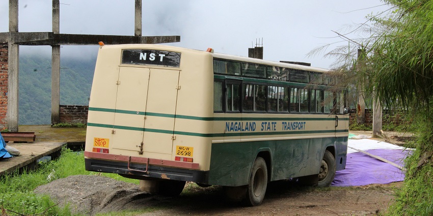 Nagaland state transport bus near hills - pack your essentials for a tour to the fort.