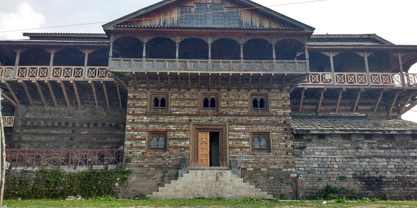 A panoramic image of the beautiful Naggar Castle palace in the Manali near hot spring