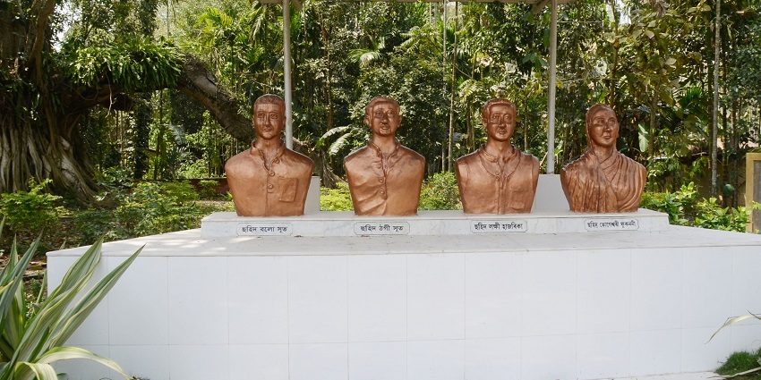 Statues of the great personalities of the Nagaon district in the beautiful garden