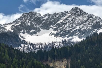 View of the snow-laden mountains of the great Himalayas from Namdapha National Park