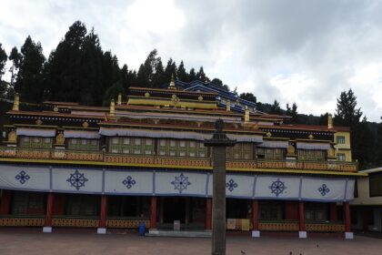 A picture of the frontal view of the Namgyal Monastery of Mcleodganj