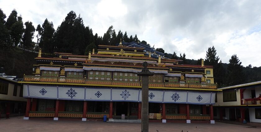 A picture of the frontal view of the Namgyal Monastery of Mcleodganj