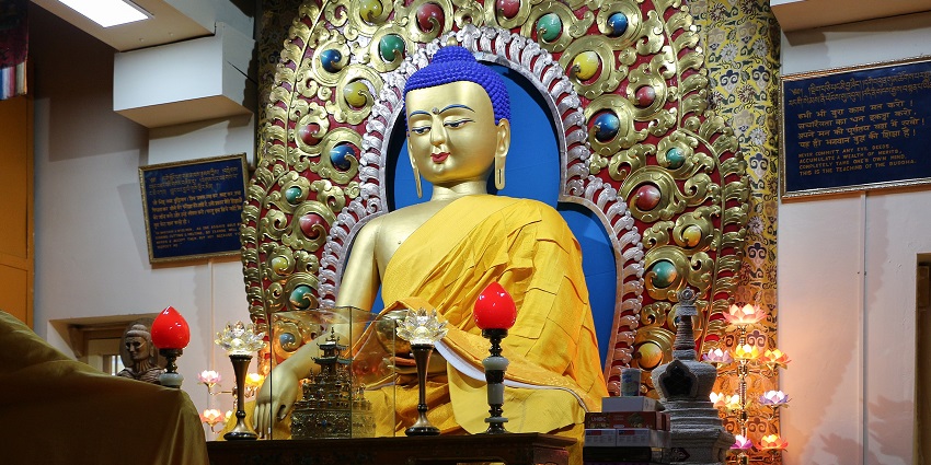 Visit the Buddha statue at the sacred Namgyal Monastery on your trip to Himachal Pradesh, India.