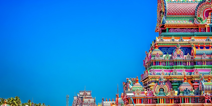 An idyllic view of Neelakanteshwara spiritual hotspot of the region in vibrant shades.