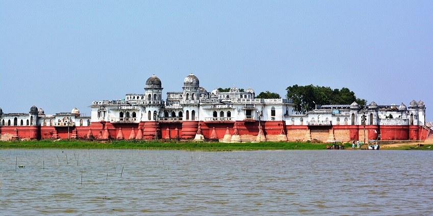 The panoramic view of the beautiful Neermahal Palace around the Bhubaneswari Temple