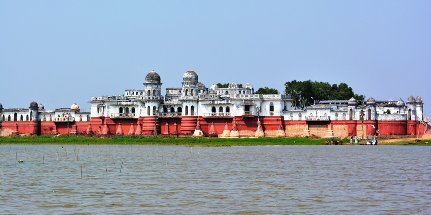 Panoramic snapshot of beautiful Neermahal Place near the Sepahijala Wildlife Sanctuary