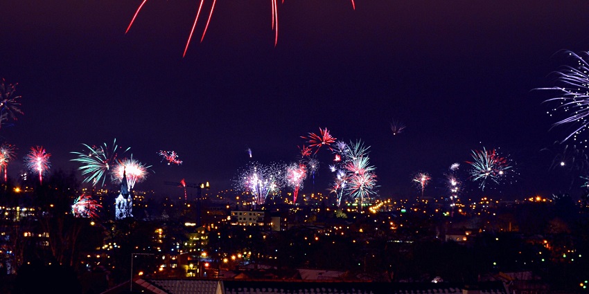 Snapshot of the beautiful celebetration of the new year with the fireworks and music