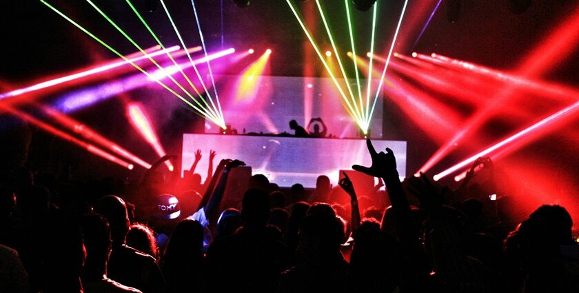 people dancing inside a nightclub in Darjeeling at night