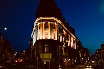 A glimpse of a mesmerising building in the region with a backdrop of starry night.