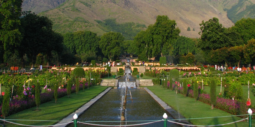 Nishat Bagh is a splendid garden with fountains and lush greenery near the Harwan Monastery