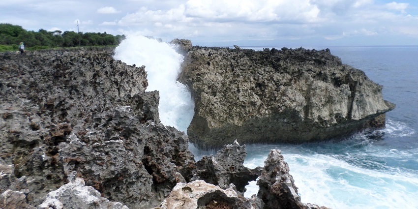 Snapshot of the Sea water blow point in the Nusa Dua beach and natural rock formation