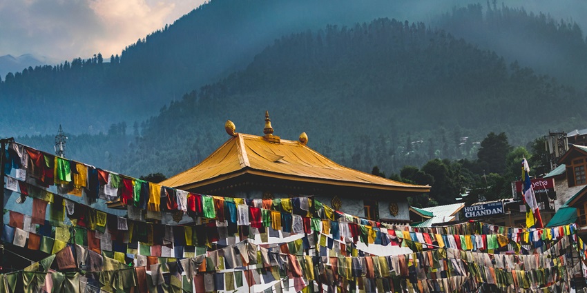 Panaromic image of the beautiful Nyinmapa Buddhist Monastery in Himachal Pradesh