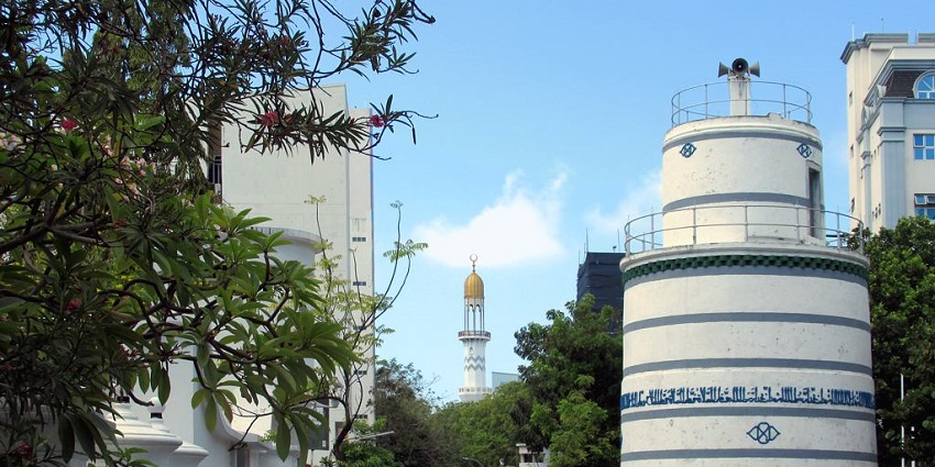 A view of the outside of Old Friday Mosque, also known as Hukuru Miskiy in Male, Maldives.