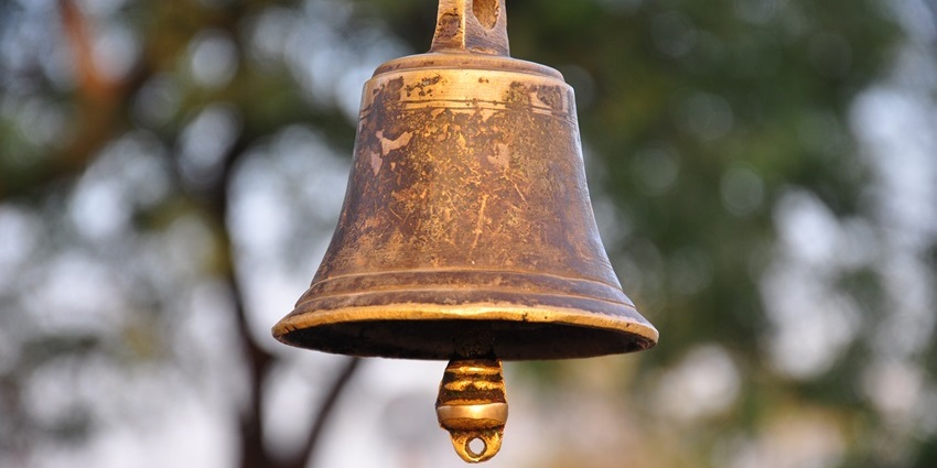 Image of a temple bell - explore Om Mandir - one of the best places for Silvassa trip