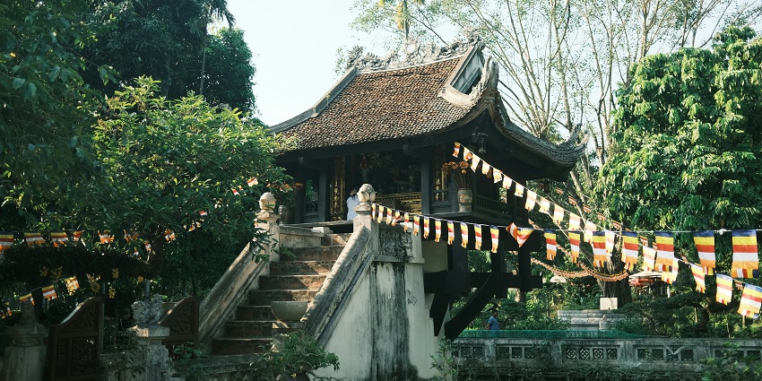 Offer prayers to the sacred One Pillar Pagoda - one of the temples in Hanoi Vietnam.