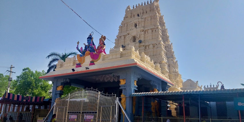 View of the temple building reflecting the historic tales through the intricate carvings all around