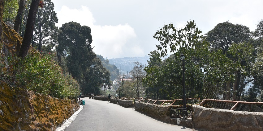 The breathtaking views are from the path of Padmaja Naidu Himalayan Zoological Park.