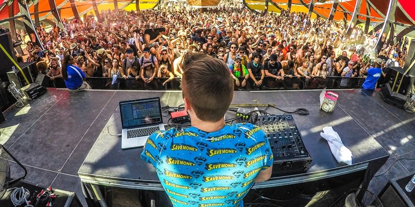 Image of Dj playing music somewhere in the open in the city–New year party in Himachal