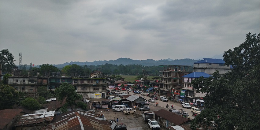 A panoramic snapshot of the beautiful Pasighat town taken during the evening time