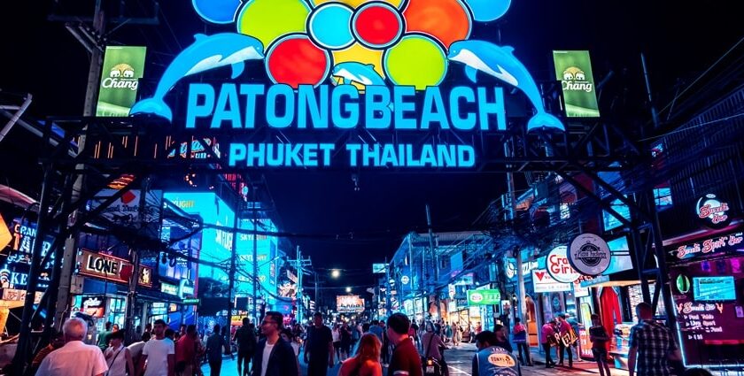 An image of vibrant Bangla Road in Phuket which is one of the most popular destinations.