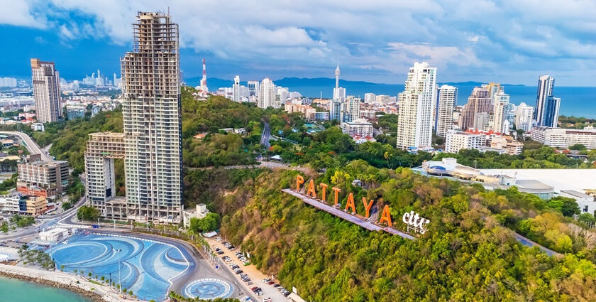 Beautiful snapshot of the beautiful beach of Pattaya with city in background