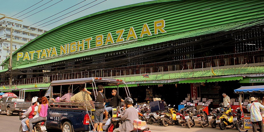 Explore Pattaya's vibrant Night Bazaar, filled with nightlife and entertainment.