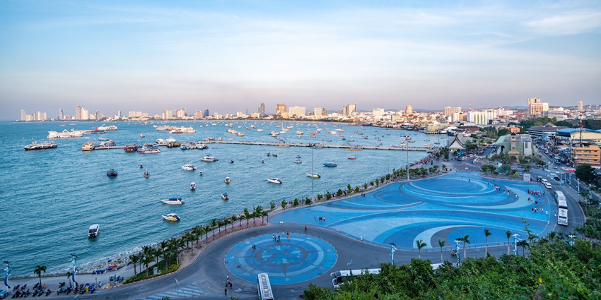 Scenic snapshot of the beach and city from the viewpoint–Places to visit in Pattaya