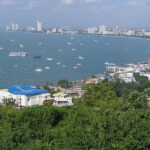 Beautiful aerial snap of the crescent Pattaya beach from a scenic city view point