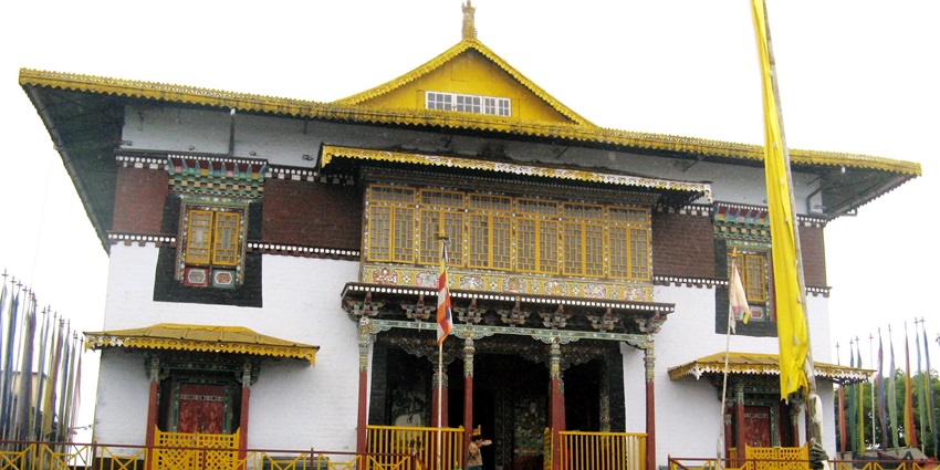 Front view of Pemayangtse Monastery, Pelling, West Sikkim, showcasing its traditional architecture