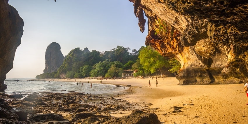The breathtaking view of Phra Nang Cave Beach, a place to visit near Railat Beach.
