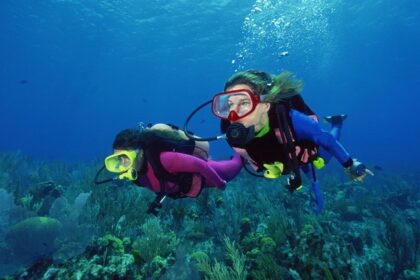 A picture scuba divers enjoying the depths of water in Phuket