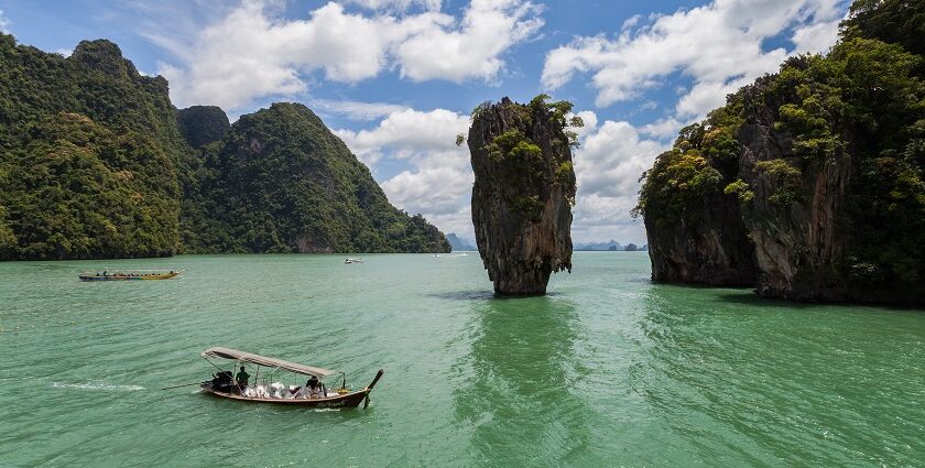 The gorgeous view of clear waters and pristine beaches in Isla Tapu, in Phuket, Thailand.