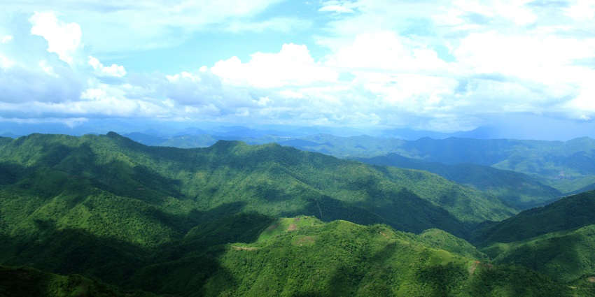 The view of lush green landscapes at the famous Phulpui Grave, a place to see in Aizawl.