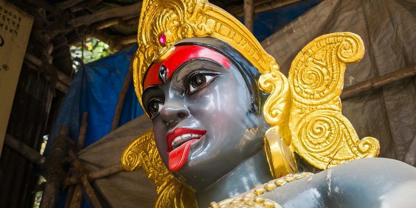 An inside view of the iconic Pithapuram Raja Mahakali Temple near the Pithapuram Temple.