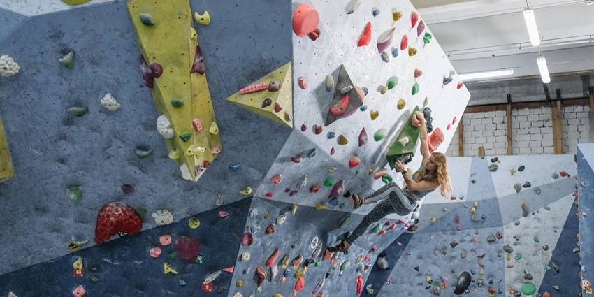 View of indoor rock climbing at Playmondo, one of the best places to visit in Bangkok with family