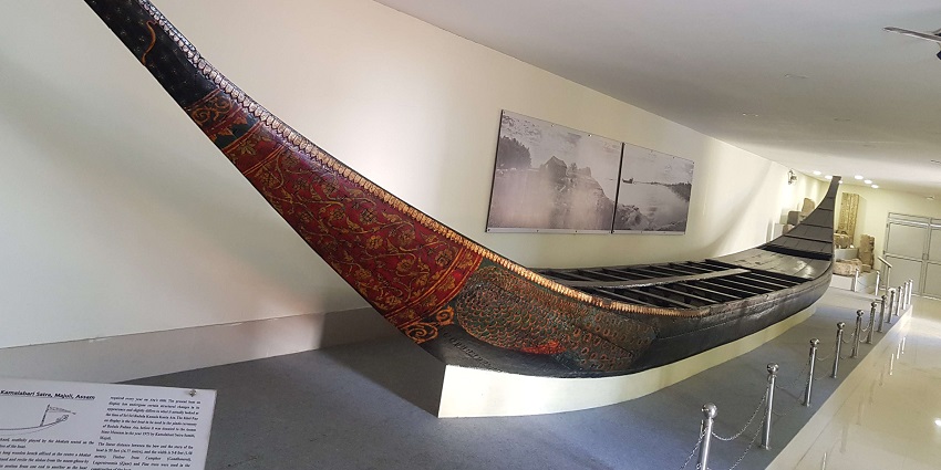 A pleasure boat displayed at the Assam State Museum, showcasing regional maritime culture.