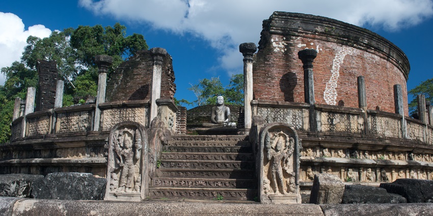 Ancient Polonnaruwa Vatadage, a historic Buddhist structure. Places to Visit in Sri Lanka.
