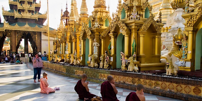 Monks praying in at the Namchi Monastery