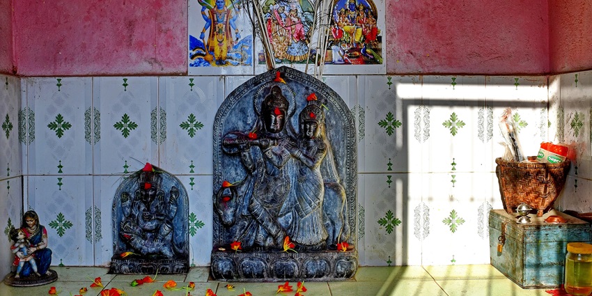 A picture from a prayer house in Greater Kailash with idols of lord Krishna and Goddess Radha