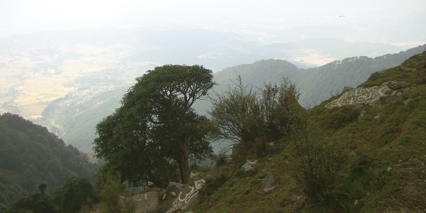 Aerial view of the beautiful hills of the Bir Billing in near the Jong Monastery in Himachal