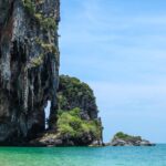 The beautiful image of blue waters of pristine Krabi Railay Beach located in Thailand.