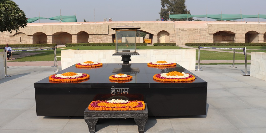 Samadhi sathal of Gandhi in the Raj ghat garden located in North Delhi district